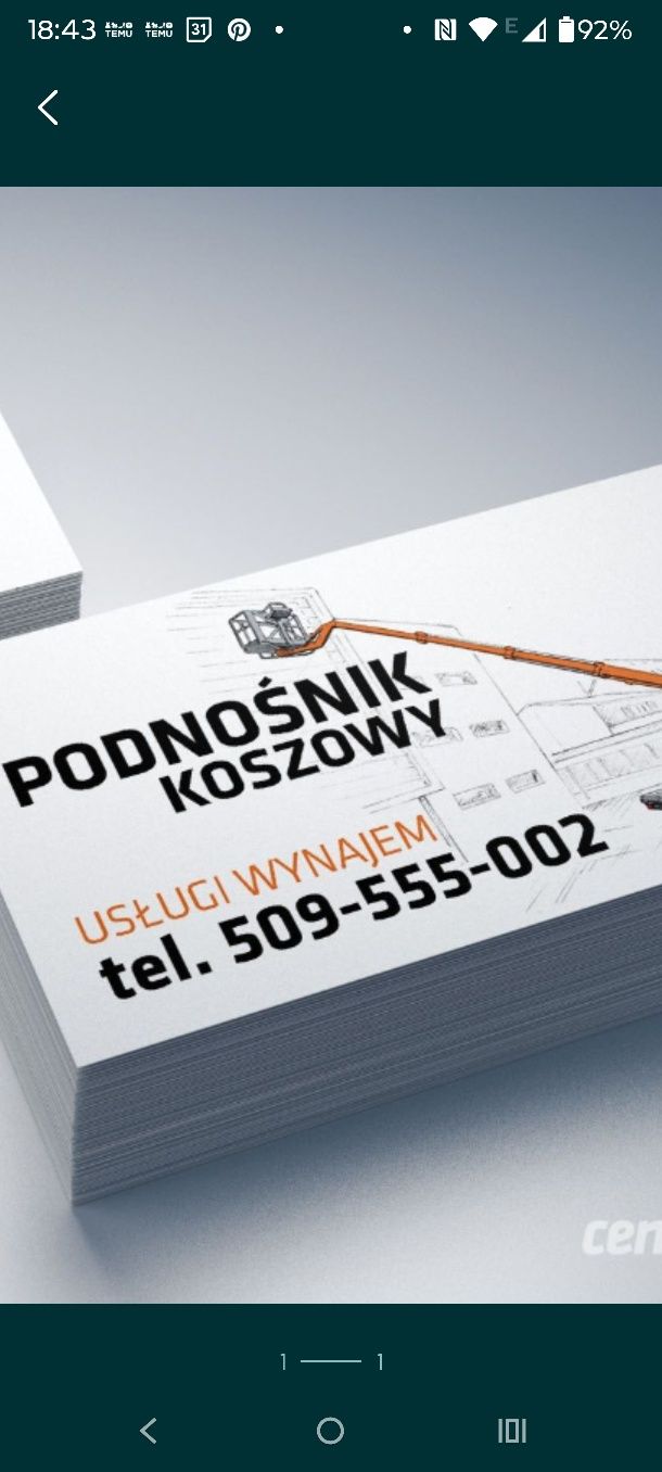 Podnośnik koszowy 18 i 27m zwyżka
