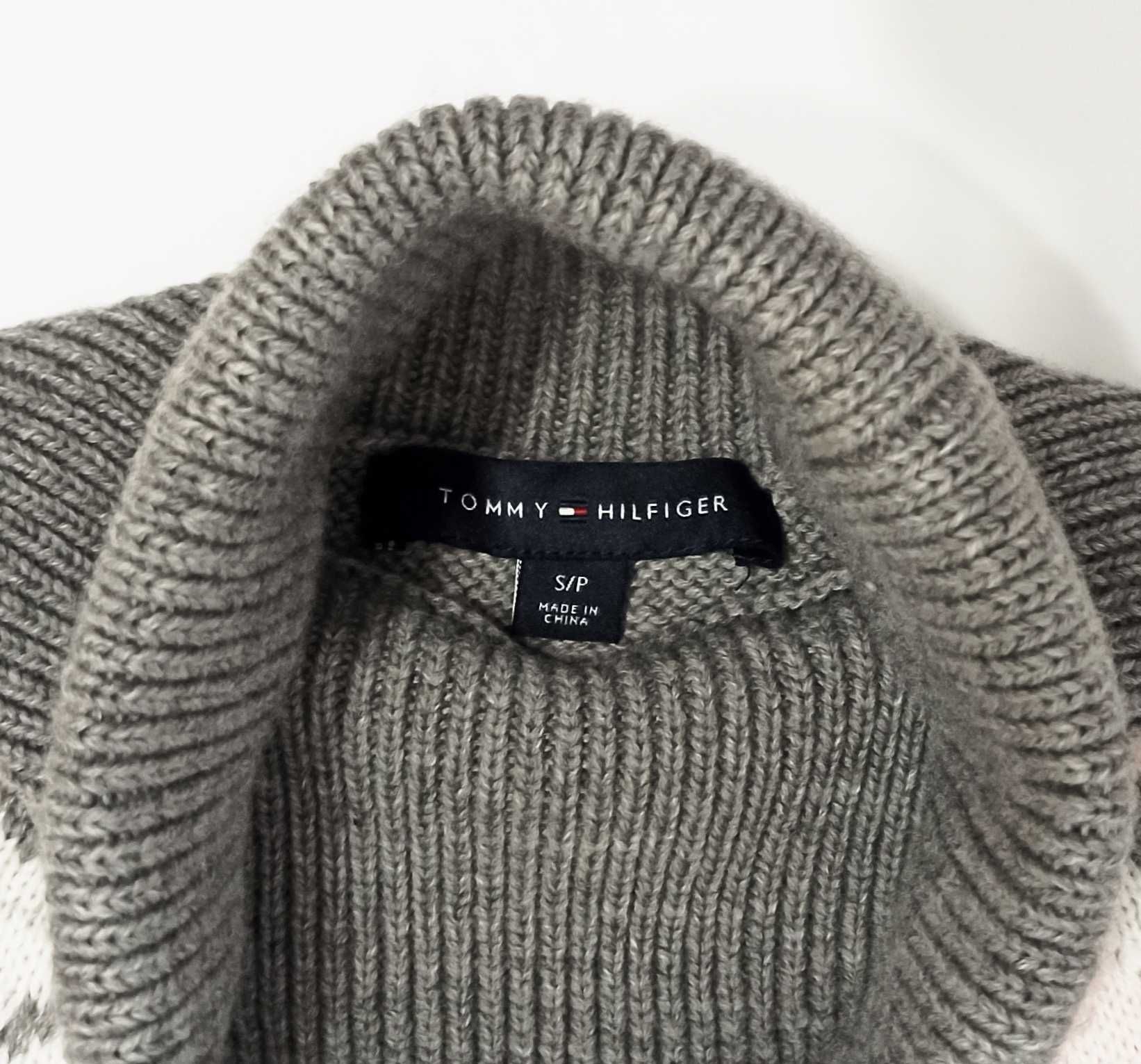 TOMMY HILFIGER Oryginalny Damski Sweter Sweterek Gruby Golf Ceiply