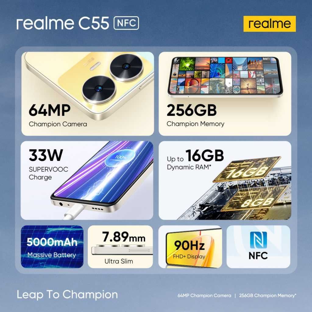 SUPER REALME c55.Pamięć 8/256gb.Android 13.Gw.prod