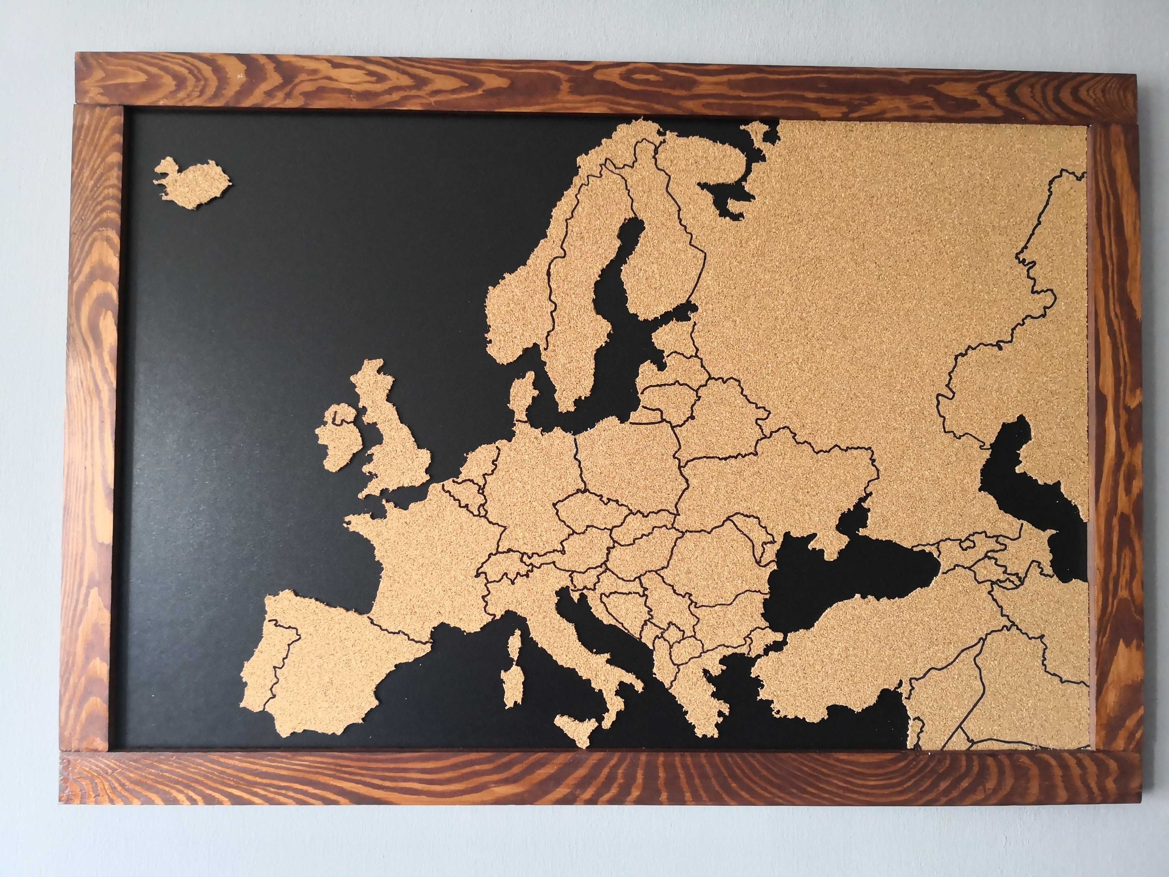 Mapa korkowa Europy 70x50cm cm. Doskonały prezent!