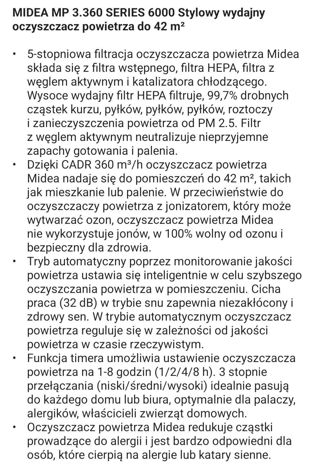Oczyszczacz powietrza Midea 6000