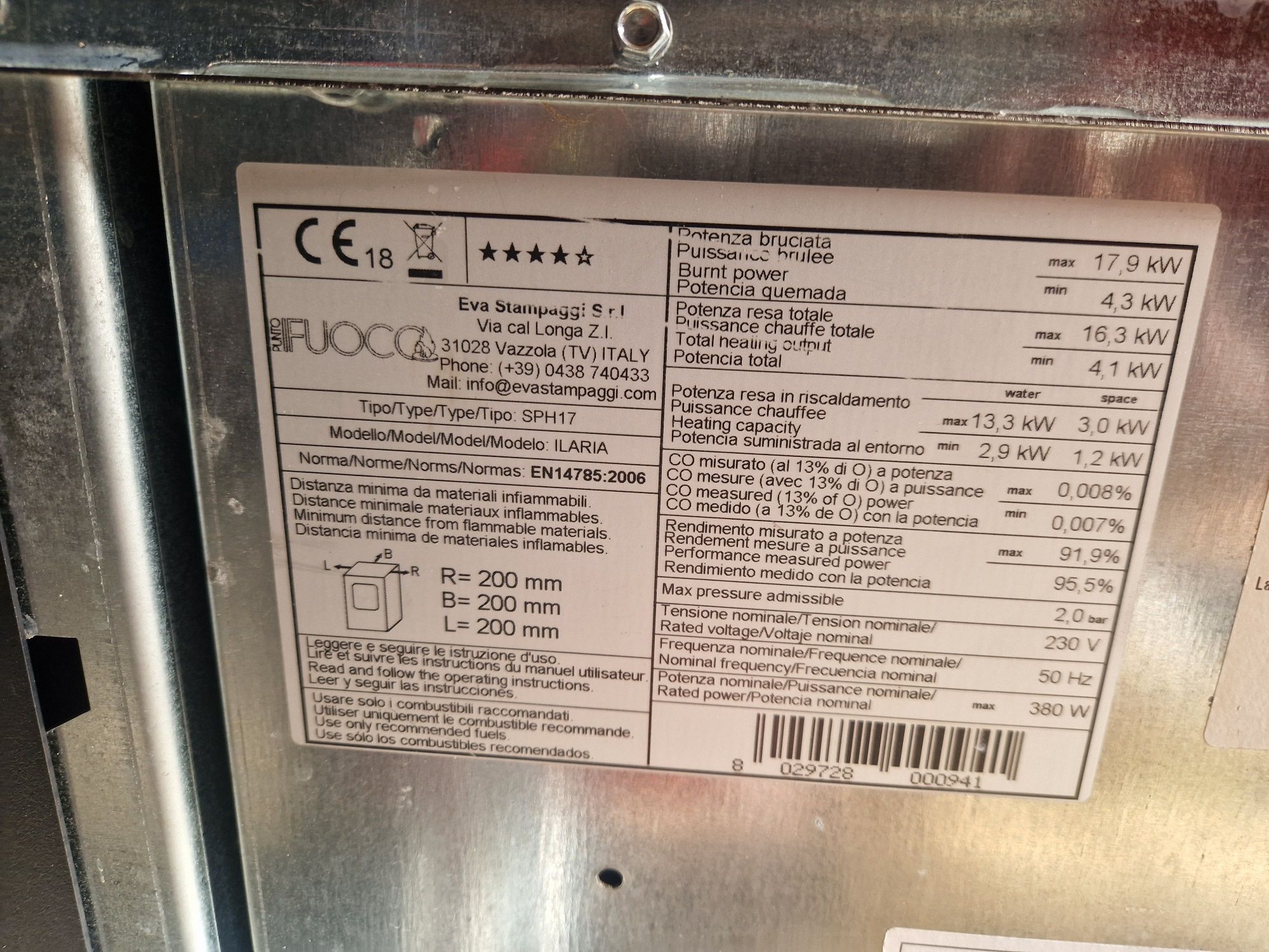 Caldeira Pellets HIDRO ILARIA 17,5 kw