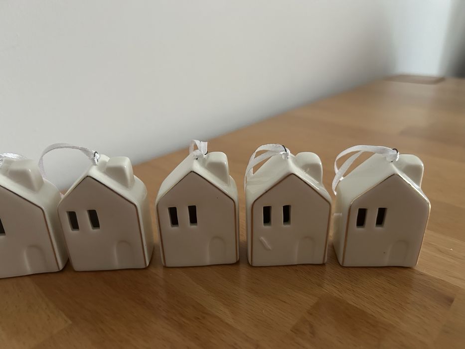 Ozdoby choinkowe, porcelanowe domki, zawieszki 6sztuk nr.8525