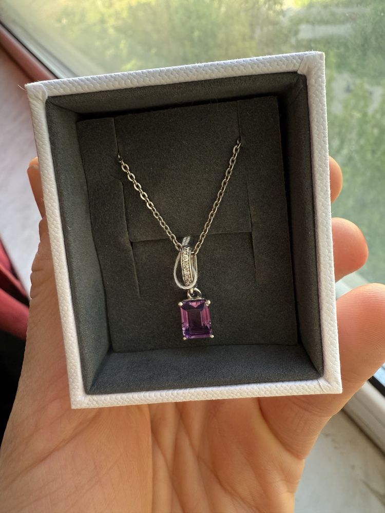 Цепочка  из серебра с аметистом