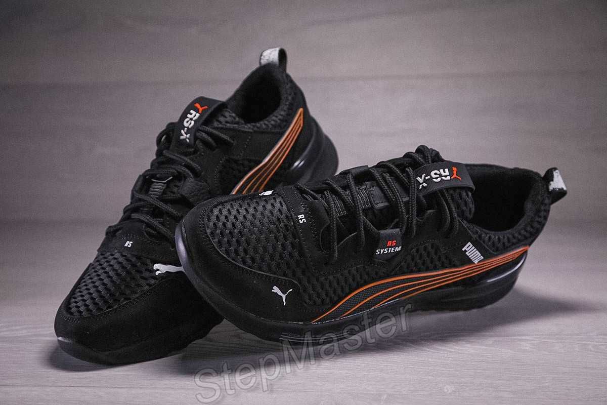 Кросівки чоловічі Puma RS-X Black/Orange шкіра-сітка