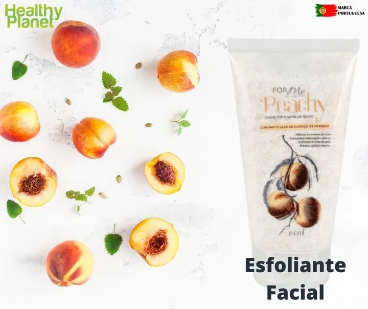 Esfoliante facial de caroço de pêssego produtos naturais