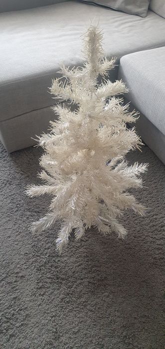 Árvore de Natal branca com brilhos sintilantes  85cm