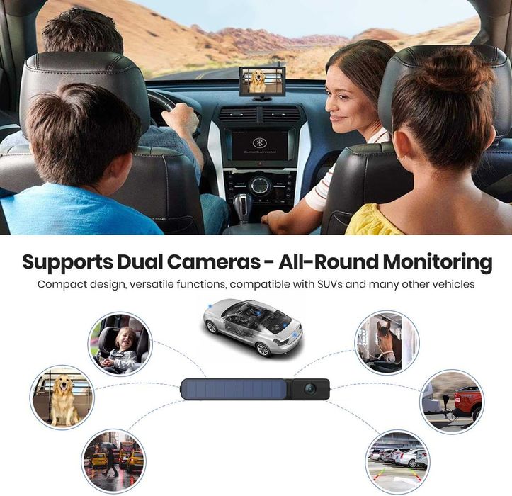 Сонячна бездротова камера заднього виду Foxpark Solar 3  з монітором