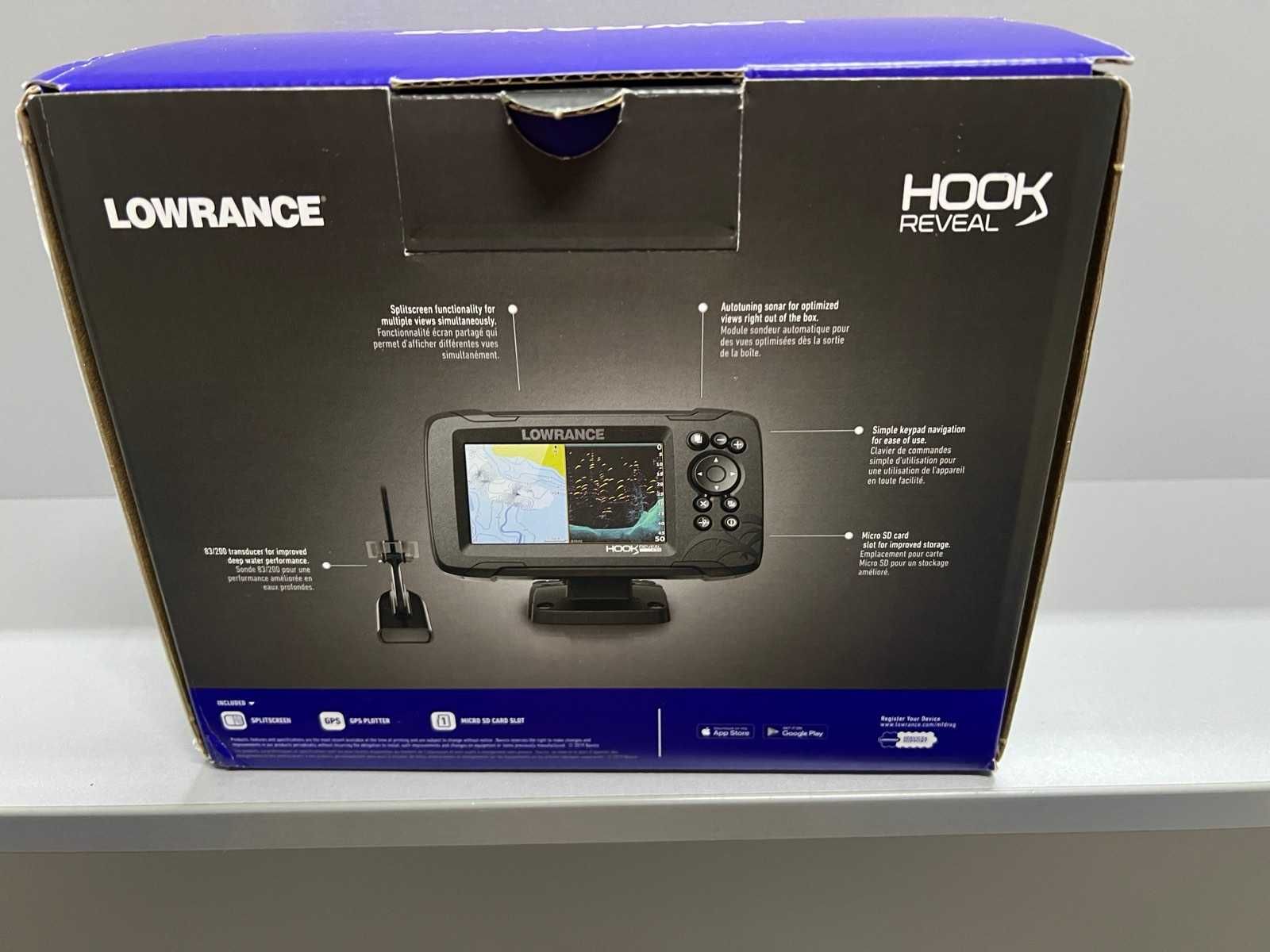 Эхолот-картплоттер Lowrance HOOK Reveal 5 83/200 HDI НОВЫЙ!