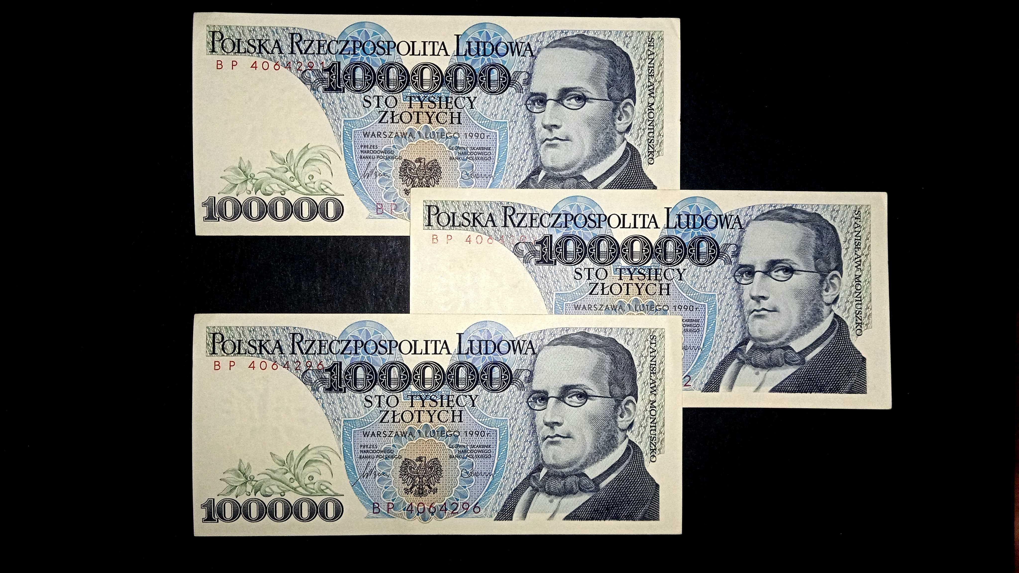 Banknot PRL 100000 zł 1990 BP  st. 2/2+