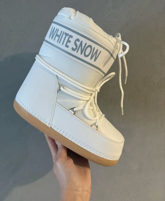 Białe śniegowce, śniegowce damskie, buty zimowe, kozaki, botki, 35-42