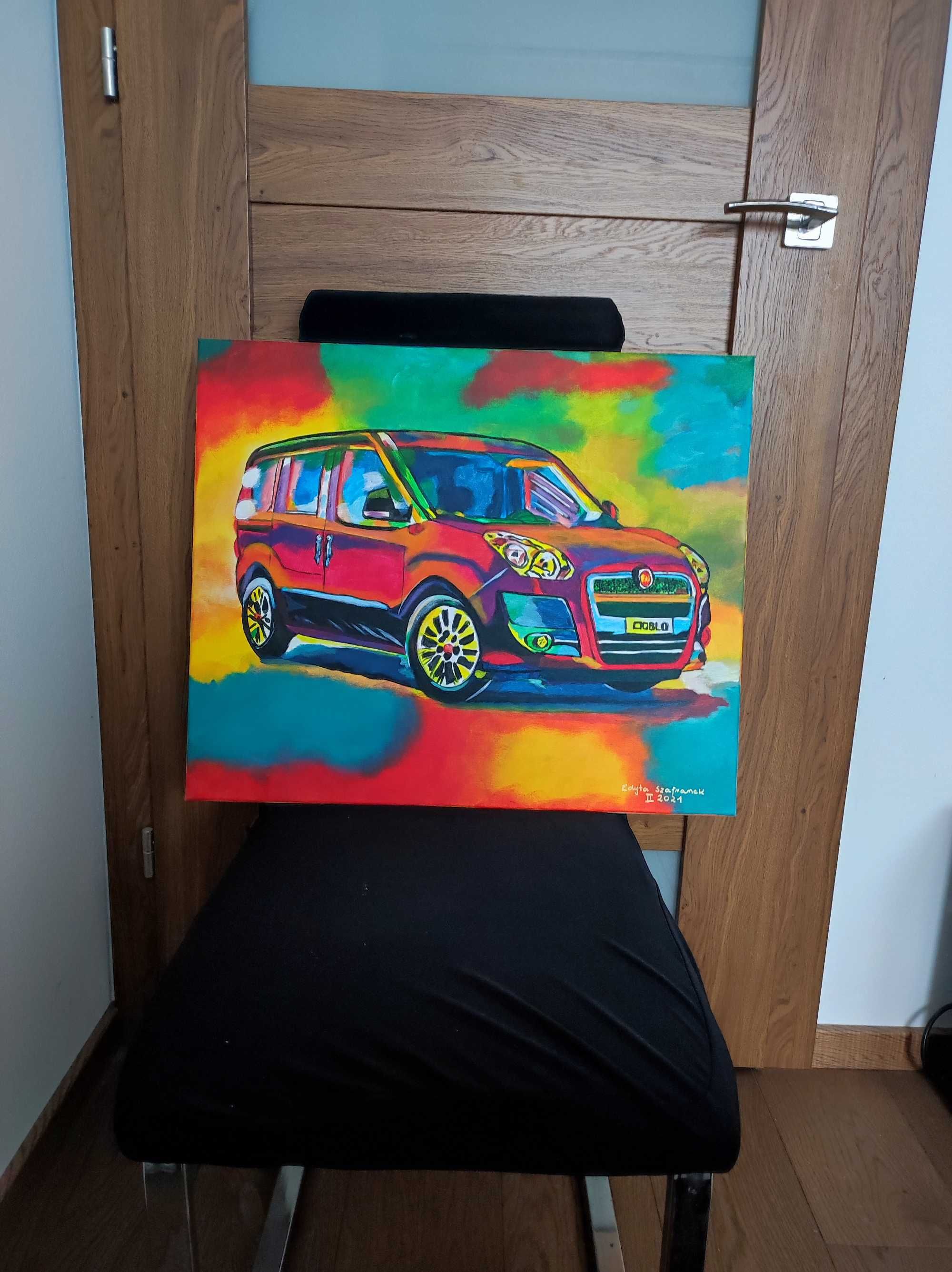 Samochód Obraz Fiat Doblo akryl