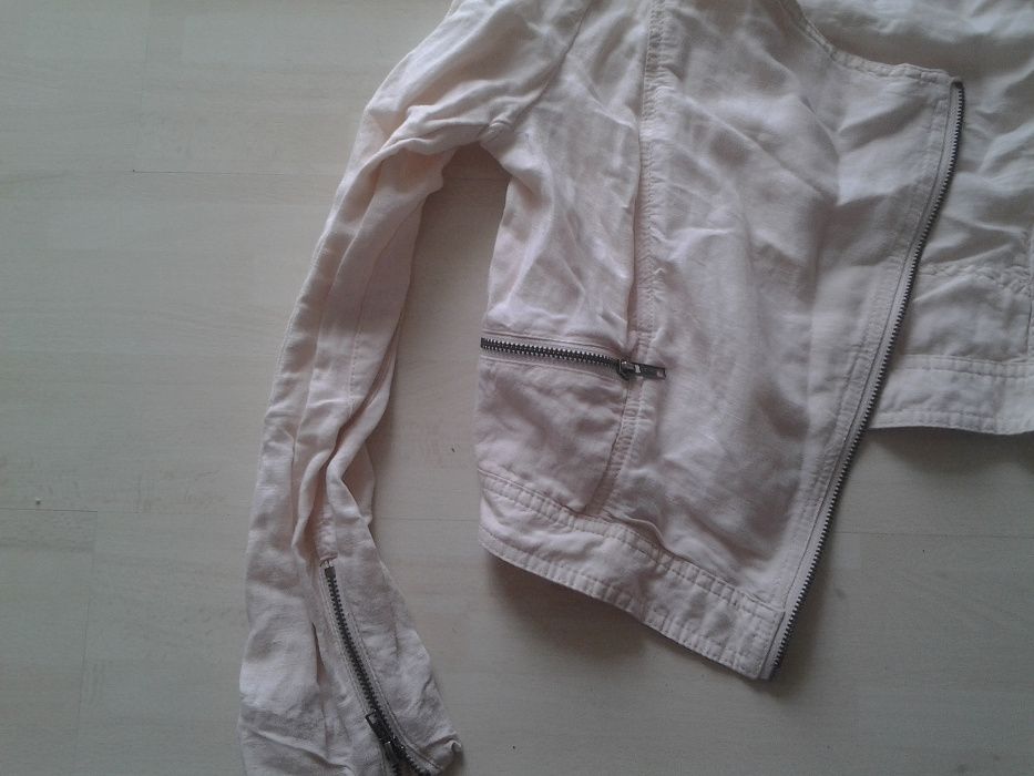 Lniana ramoneska, w kolorze bladego różu, roz 38/M, H&M