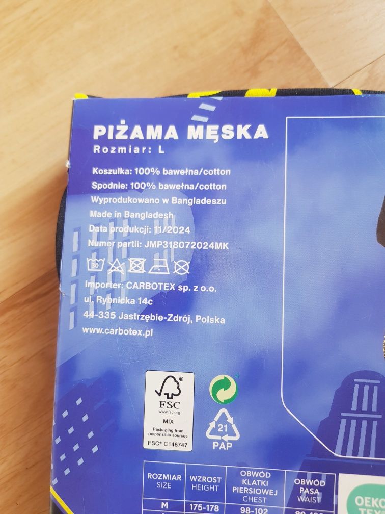 Nowa bawełniana piżama męska marki Batman rozmiar L 100% bawełna