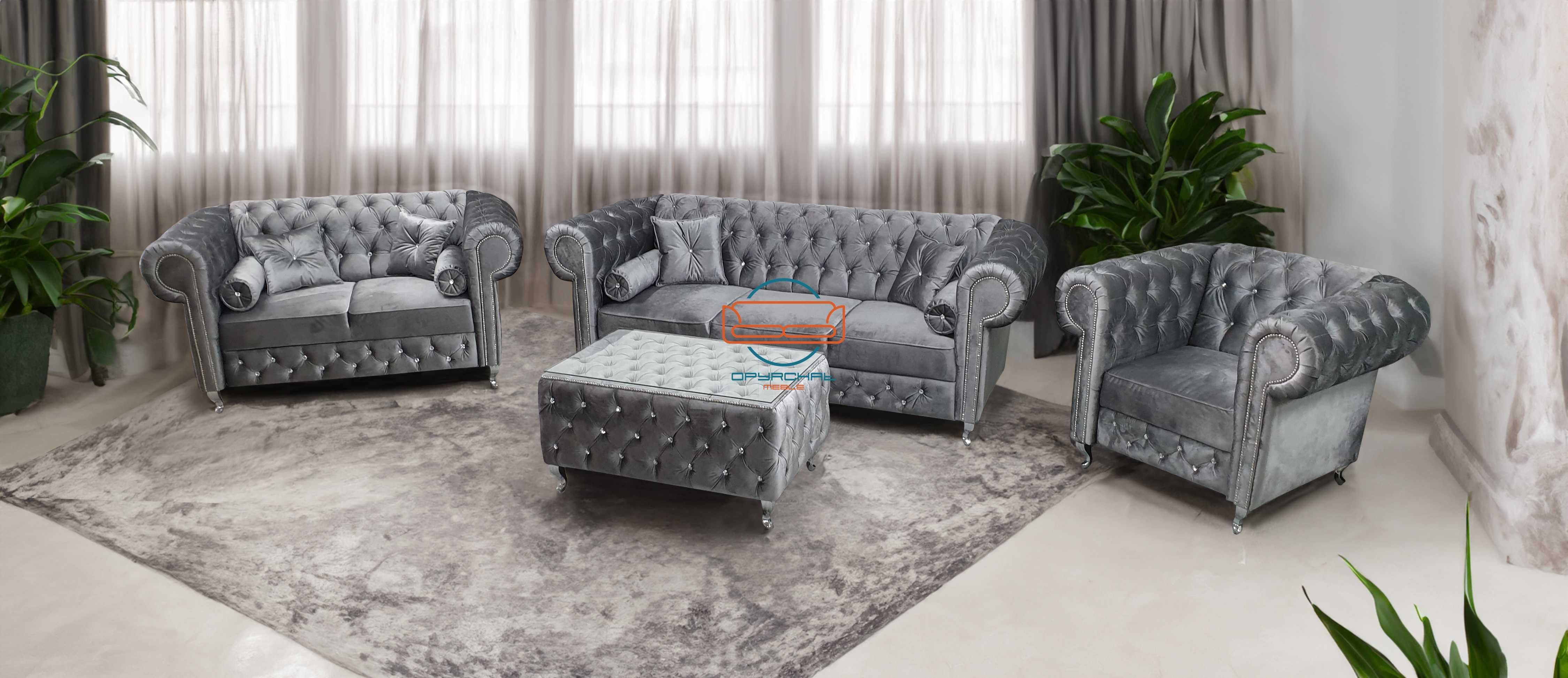 Producent zestaw 3+2+1 + stolik CHESTERFIELD kryształki NR.11