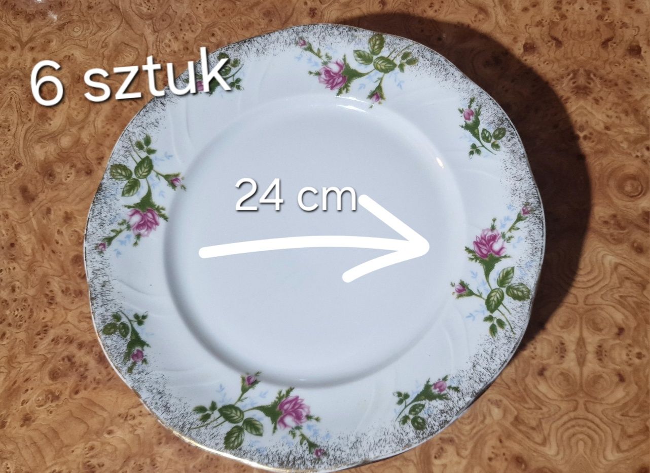 Talerze porcelana Chodzież Iwona 6 sztuk 24 cm