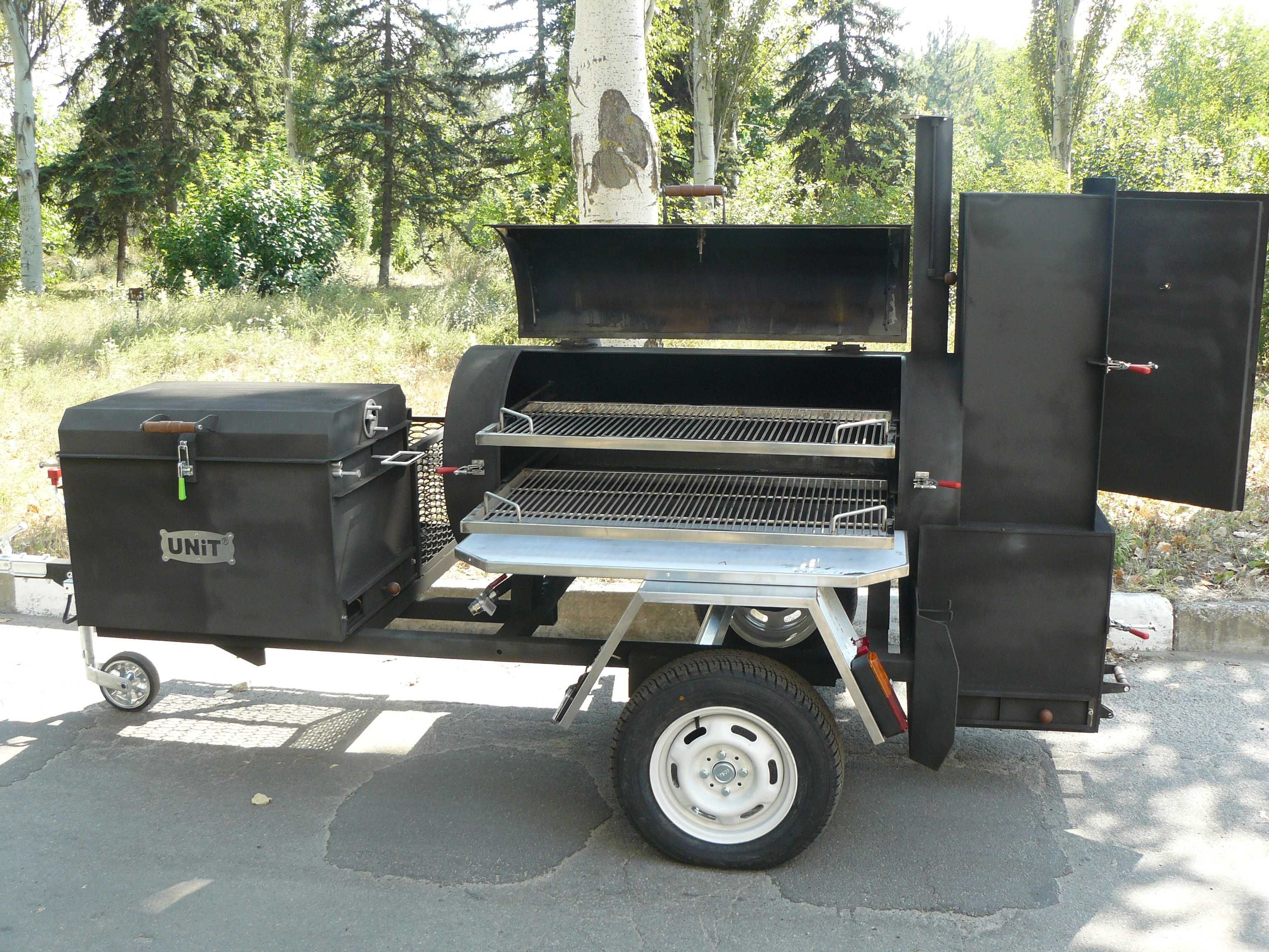 Смокер-трейлер, пересувний гриль, BBQ, коптильня, смокер, причіп