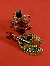 Piękny zestaw biżuterii broszka paleta malarska i pierscionek
