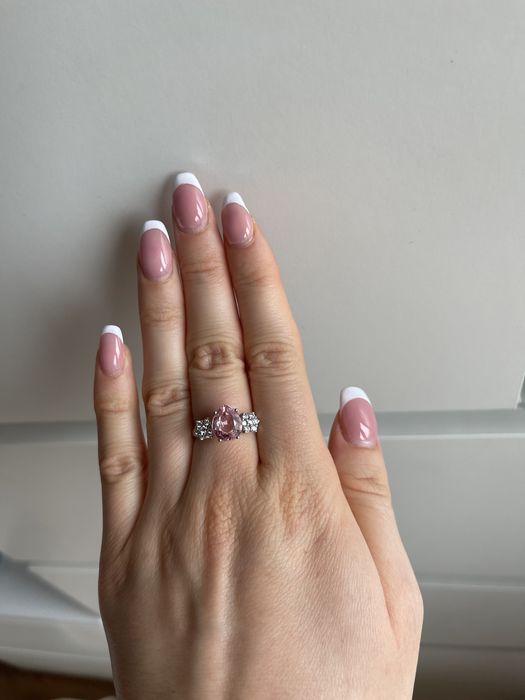 Piękny delikatny pierścionek morganit syntetyczny kwiat r 14