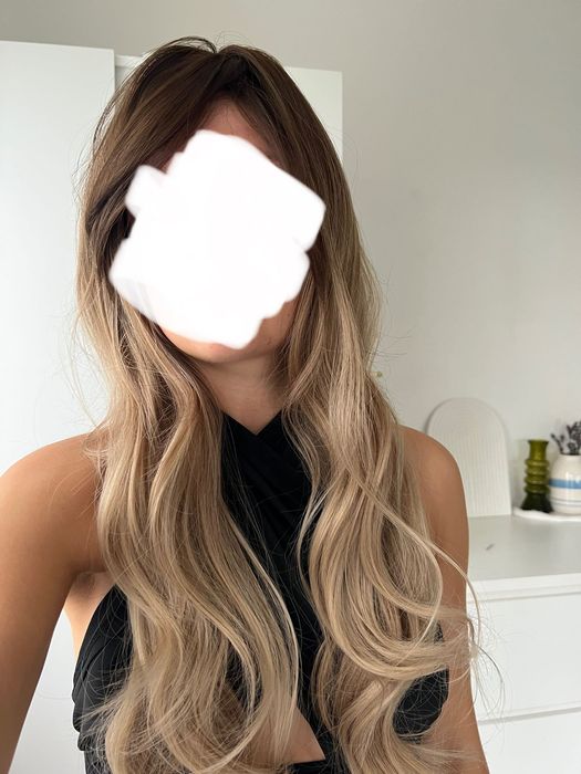 Peruka brąz blond falowana z grzywką długa