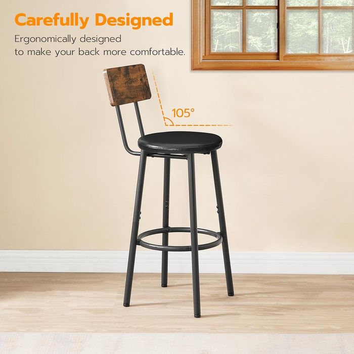 Stołek barowy z oparciem, hoker zestaw 2 sztuki