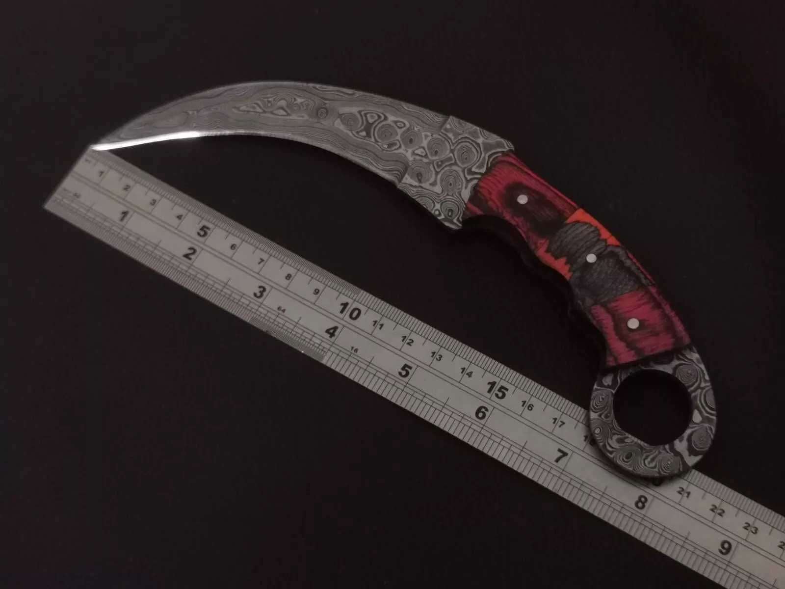 KARAMBIT damast nóż STAL DAMASCEŃSKA wojskowy myśliwski CSGO 21cM