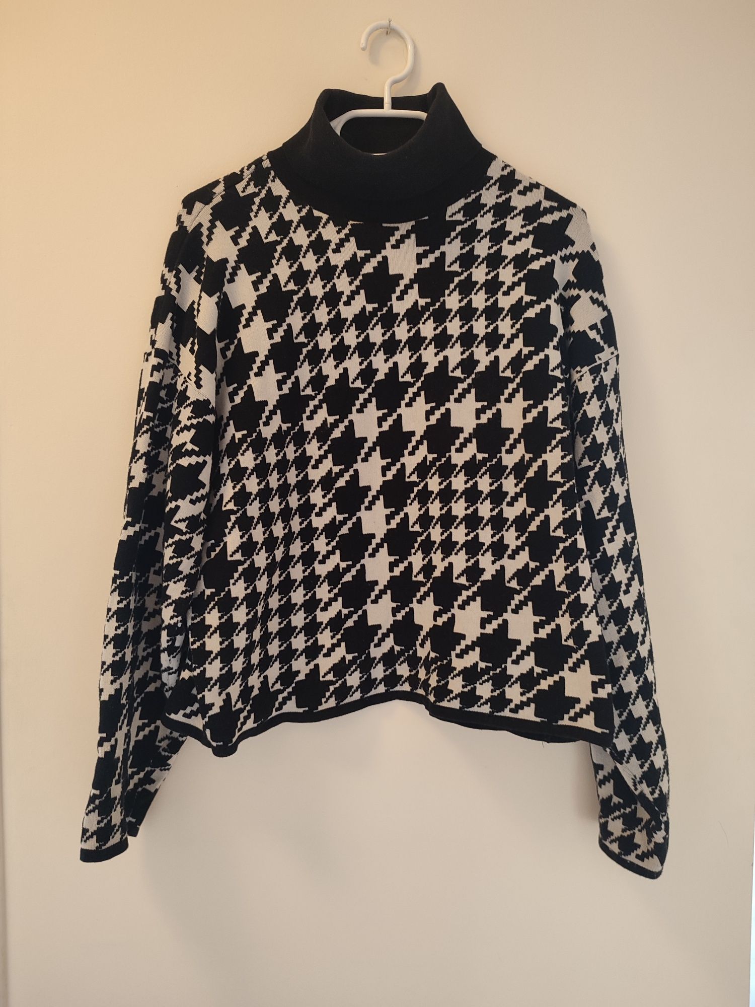 Sweter pepitka czarny H&m
