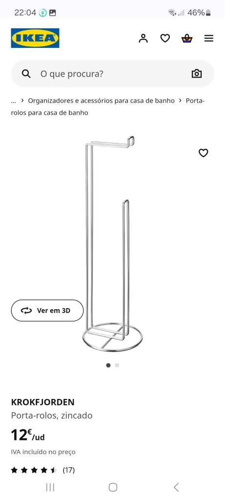 Porta rolos zincado ikea