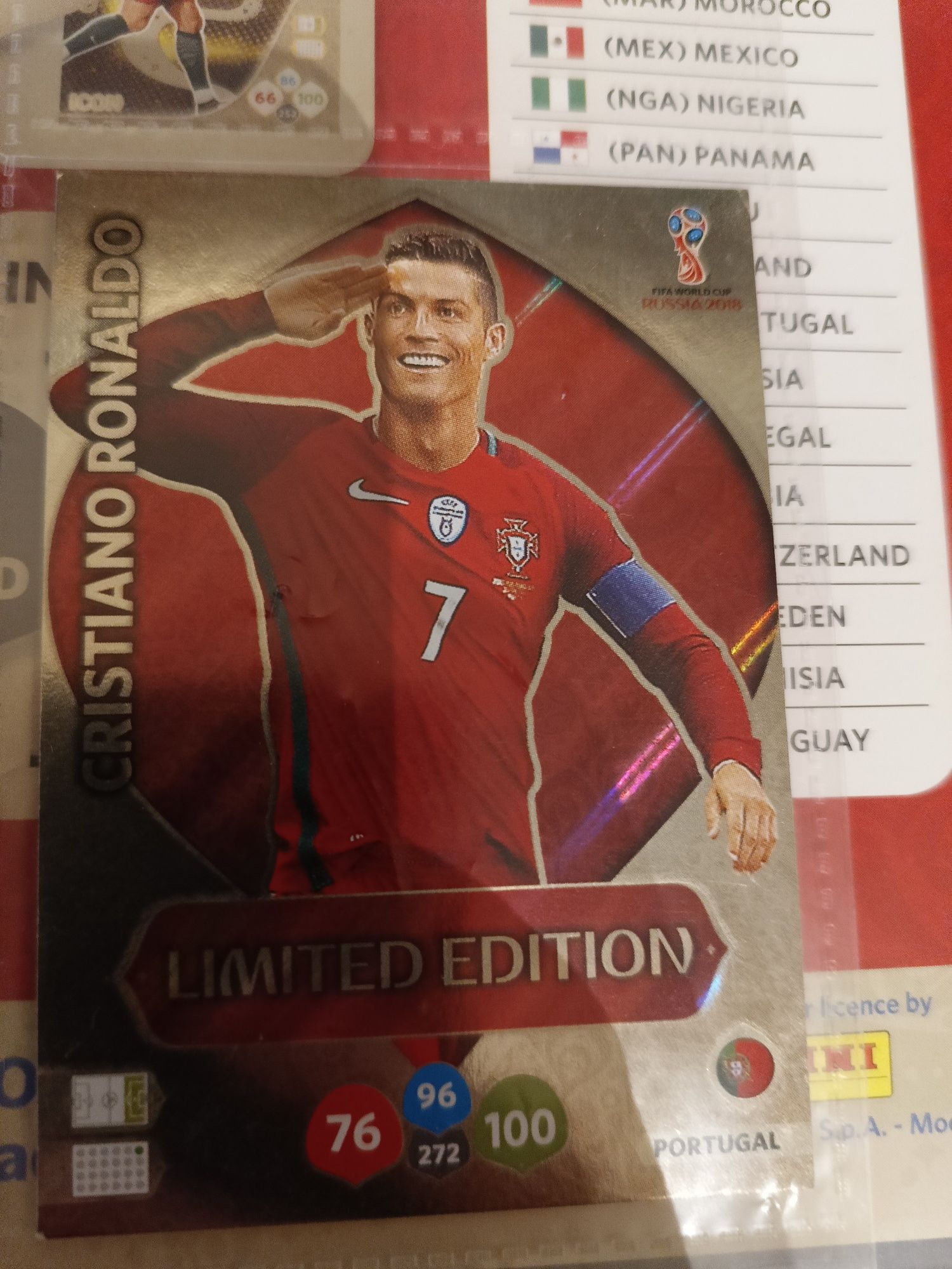 Karta kolekcjonerska Cristiano Ronaldo limited russia world cup 2018