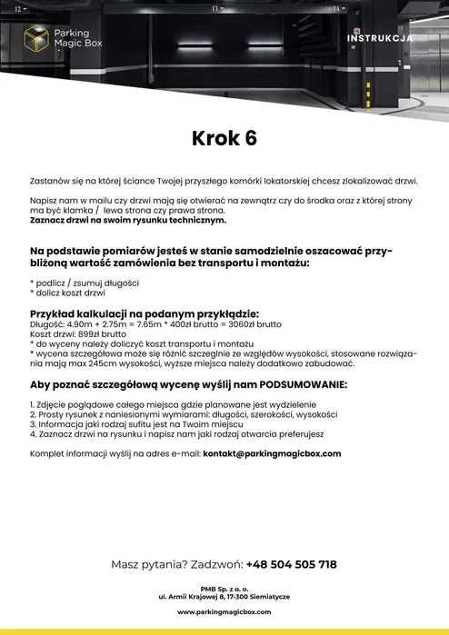 Piwnica, zabudowa parking, wydzielenie na wymiar ażurowe