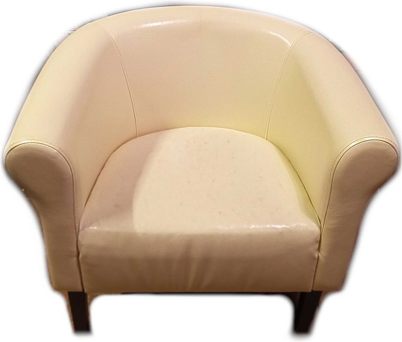 Zestaw 2 foteli klubowych – eko skóra, kolor kremowy, klasyczny styl
