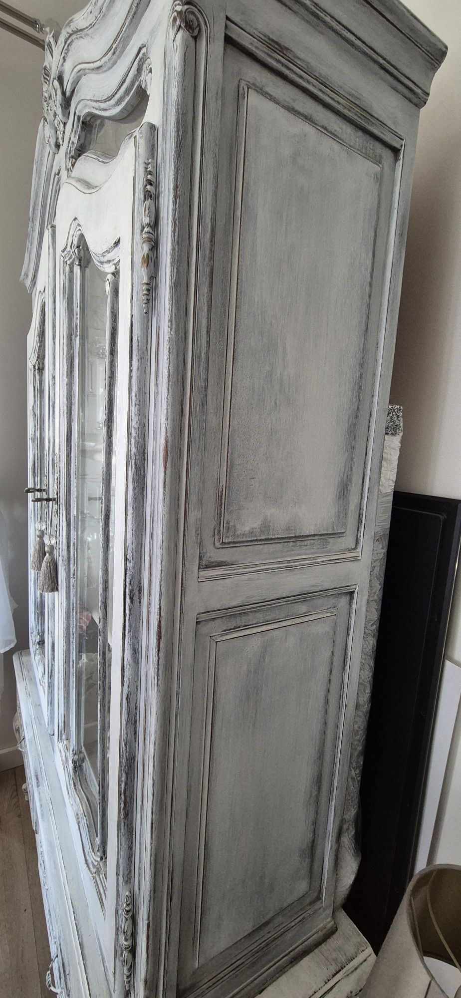 Witryna biblioteka serwantka odnowiona ludwik glamour home shabby chic