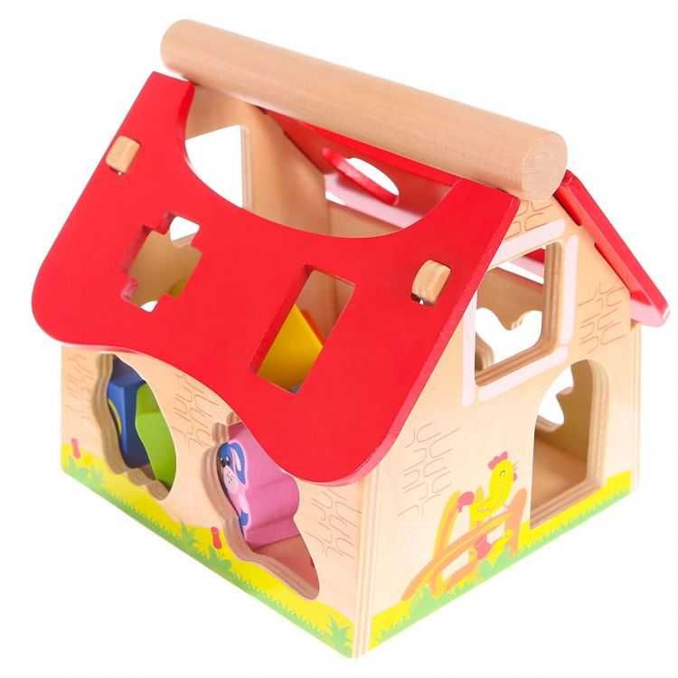 Drewniany domek farma sorter  kształtów klocki  Ecotoys