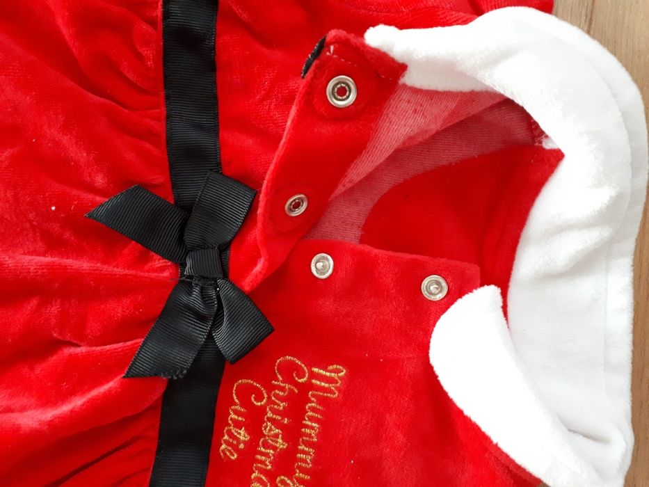 Sukienka Mikołajka strój przebranie mikołajki pomocnik Mikołaja 6-9 74