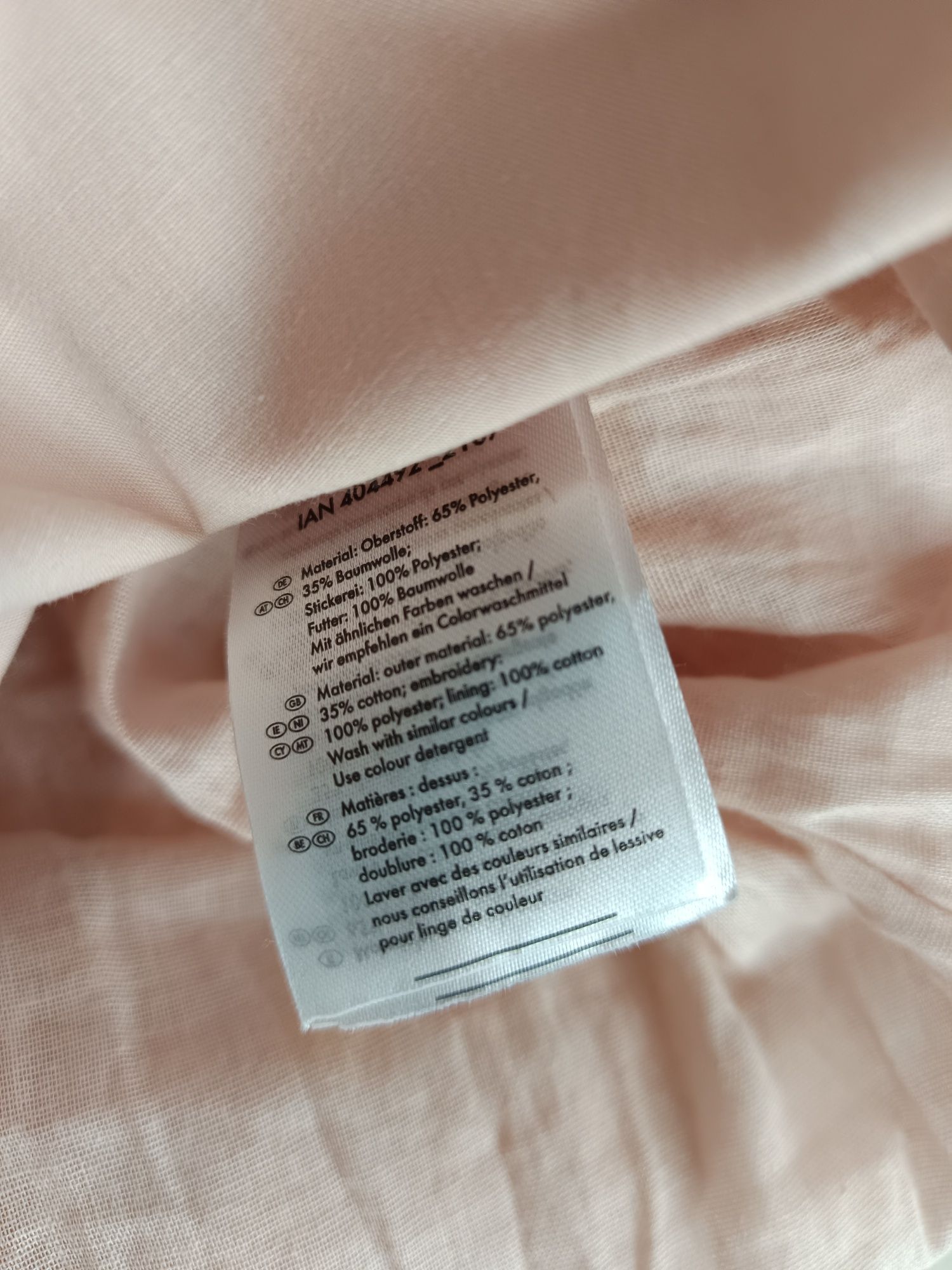 Sukienka midi na lato, M boho, pudrowy róż, haft