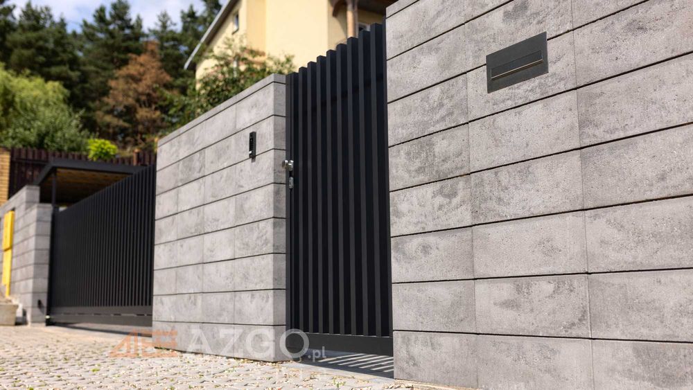 Brama ogrodzenie przęsło grzebien pionowe wertykalne stal aluminium