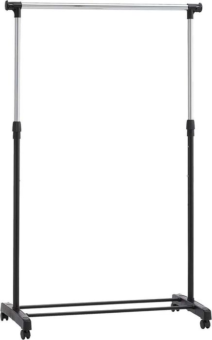 Amazon Basics Wieszak drążek na ubrania z kółkami 91,5-145x42x134-161