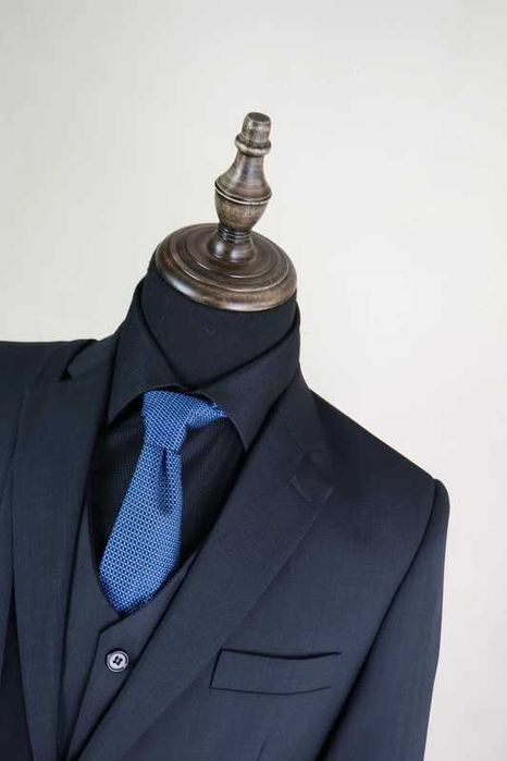 Garnitur męski 3 częściowy marynarka spodnie kamizelka grafitowy