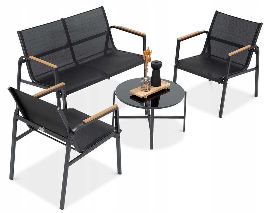 Zestaw Mebli Ogrodowych Tarasowych na balkon 2x Fotel Sofa Stolik hit