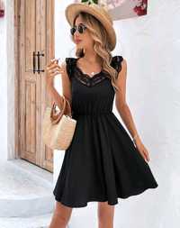 Sukienka czarna koronkowa na ramiączkach L 40
