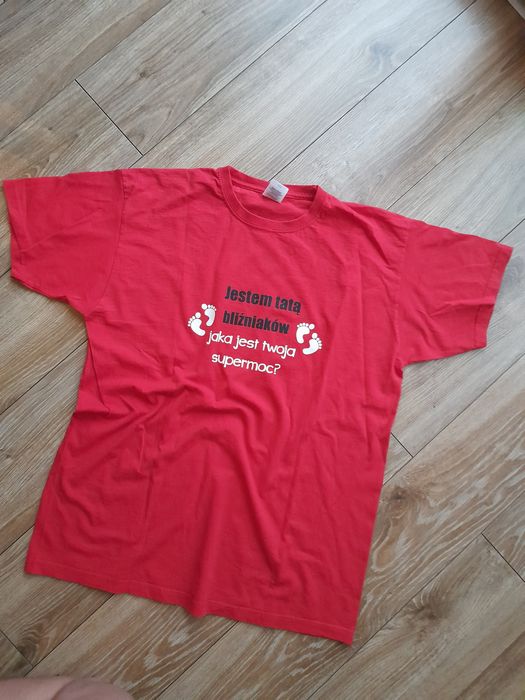 T-shirt męski dla taty bliźniaków r.L nowy