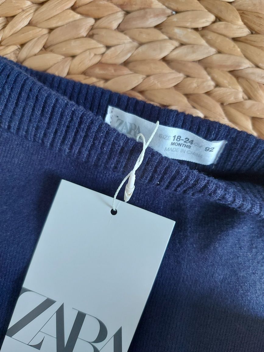 Spodnicospodenki granatowe sweterkowe dla dziewczynki Zara rozmiar 92