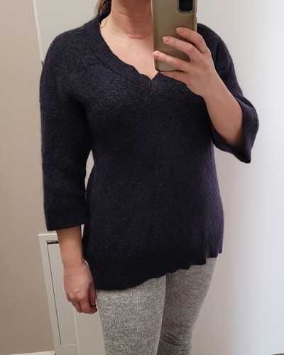 Granatowy sweter / pulower z moherem i wełną, Part Two, L (40)