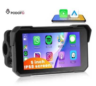 Monitor Carplay GPS 5" para Mota | Android Auto Sem Fios | IP68 NOVO