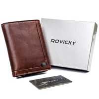 Skórzany portfel męski z ochroną RFID - Rovicky