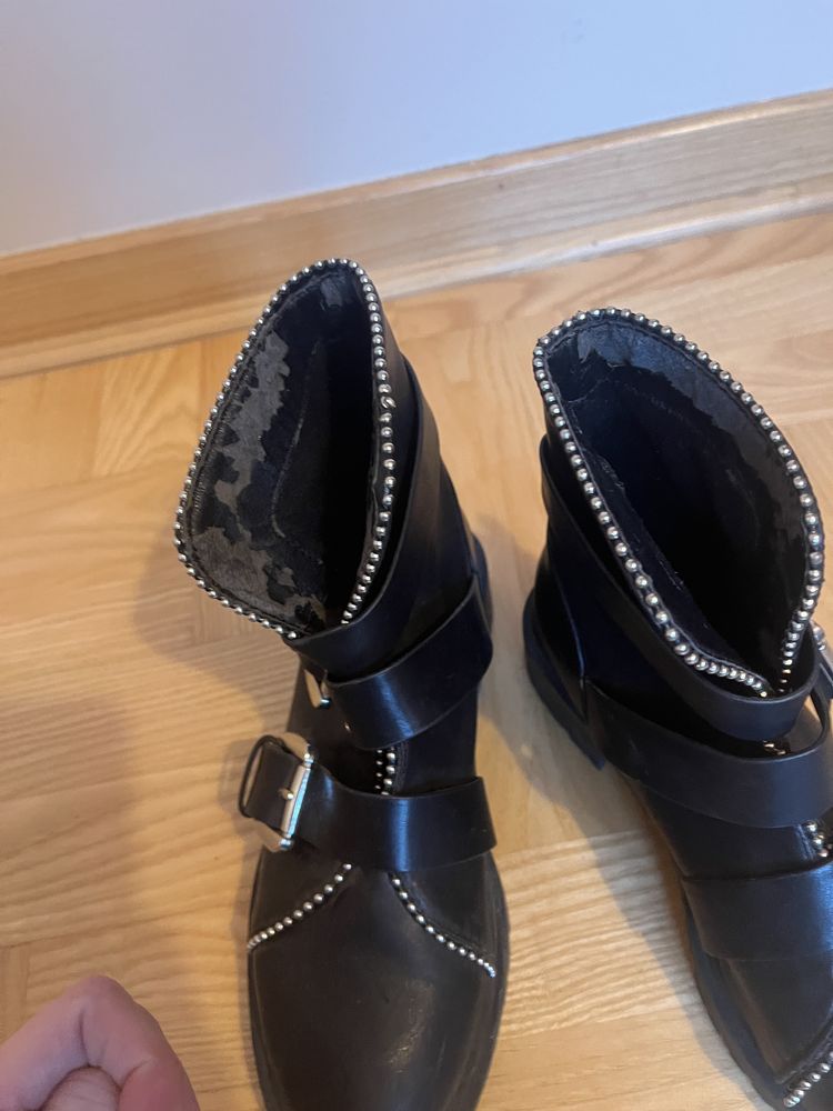 Czarne botki buty motocyklowe reserved 36 wysokie czarne