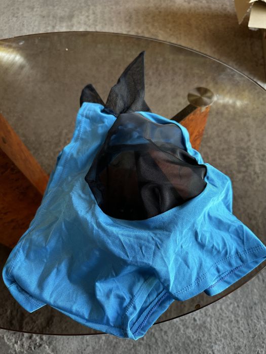 для коня маска від мух із вухами Petbank Blue