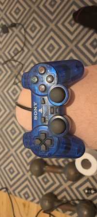 Pad ps2 przeźroczysty crystal blue niebieski PlayStation kontroler