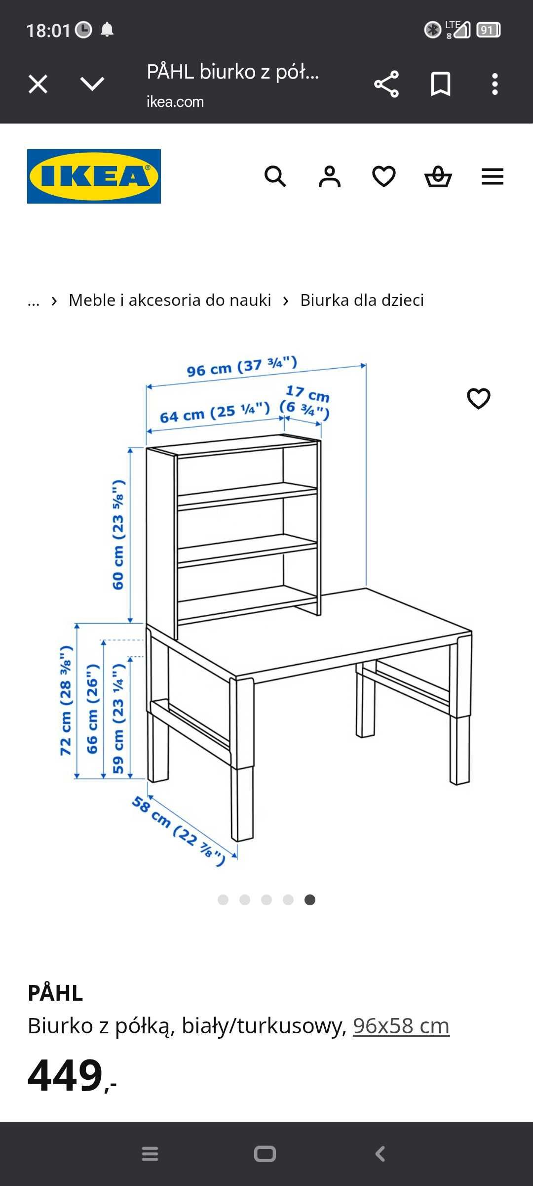 Biurko regulowane dziecięce Ikea