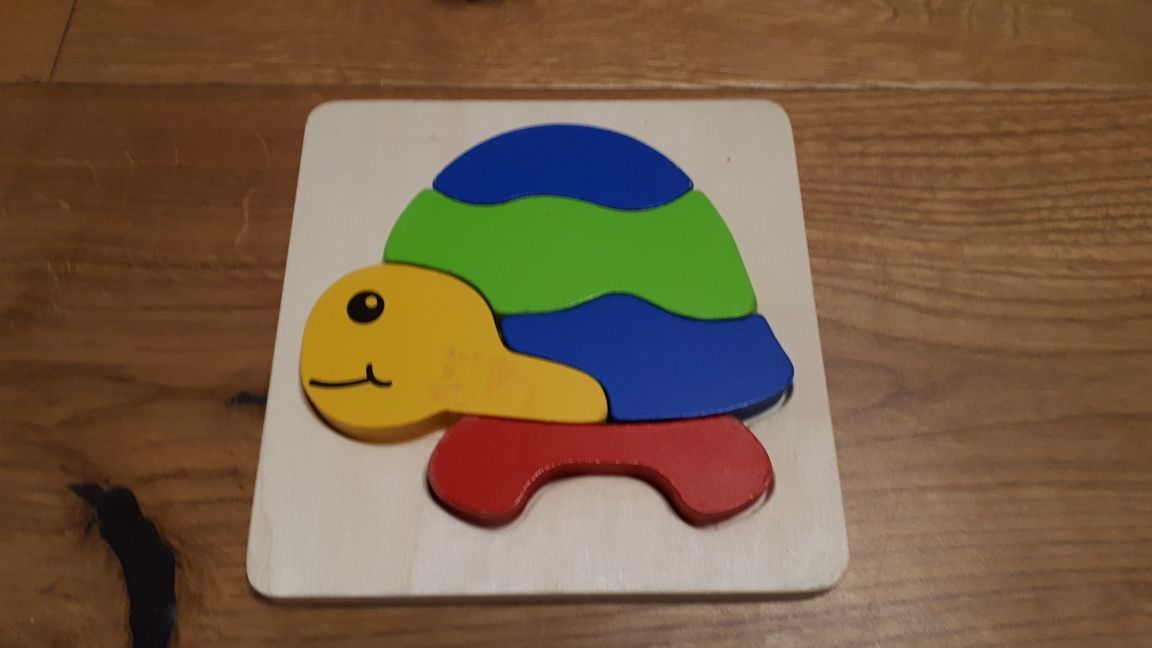 Drewniane puzzle 6m+ zwierzątka żółw